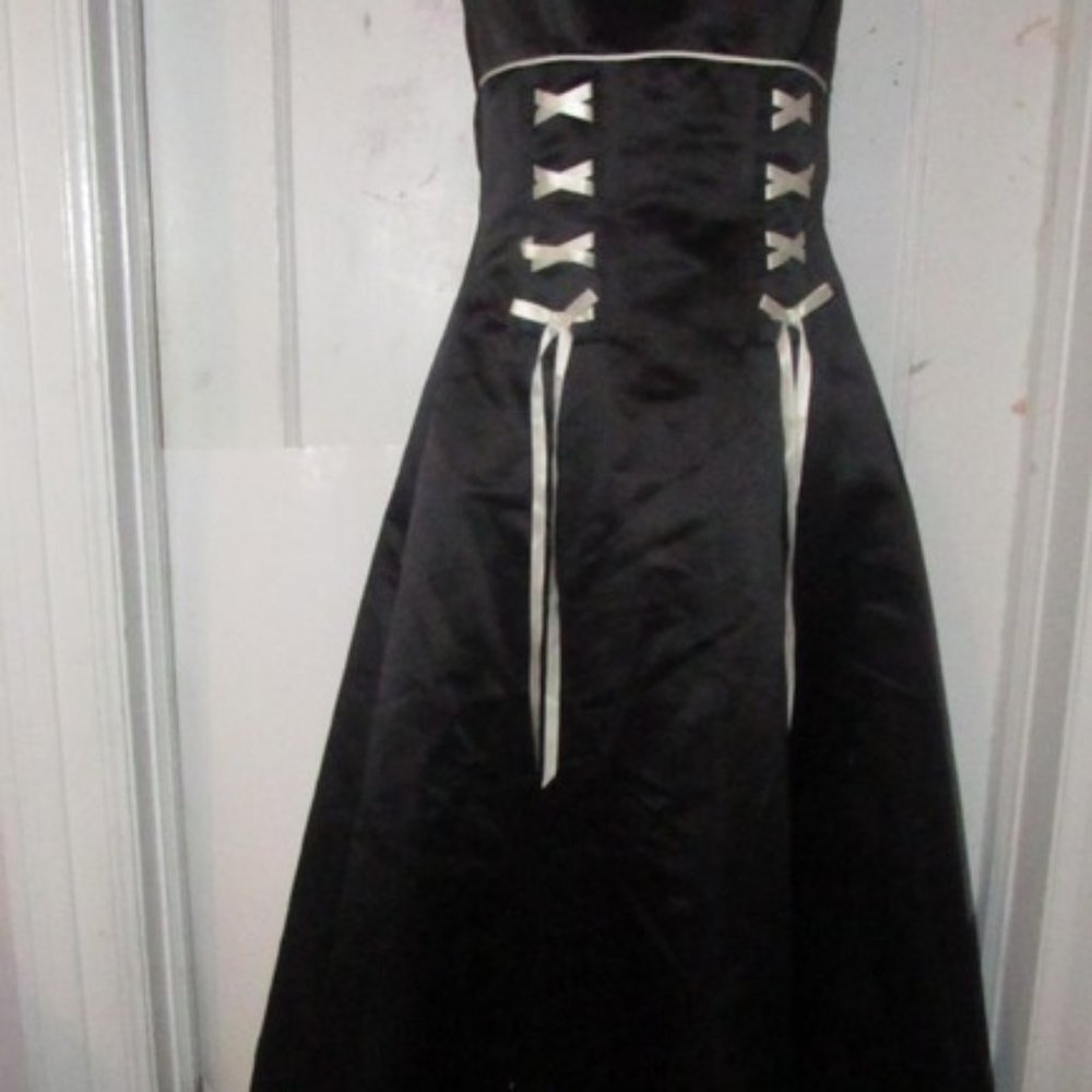 Jessica McClintock Black Silk Strapless Corset Mid - Picture 2 of 8